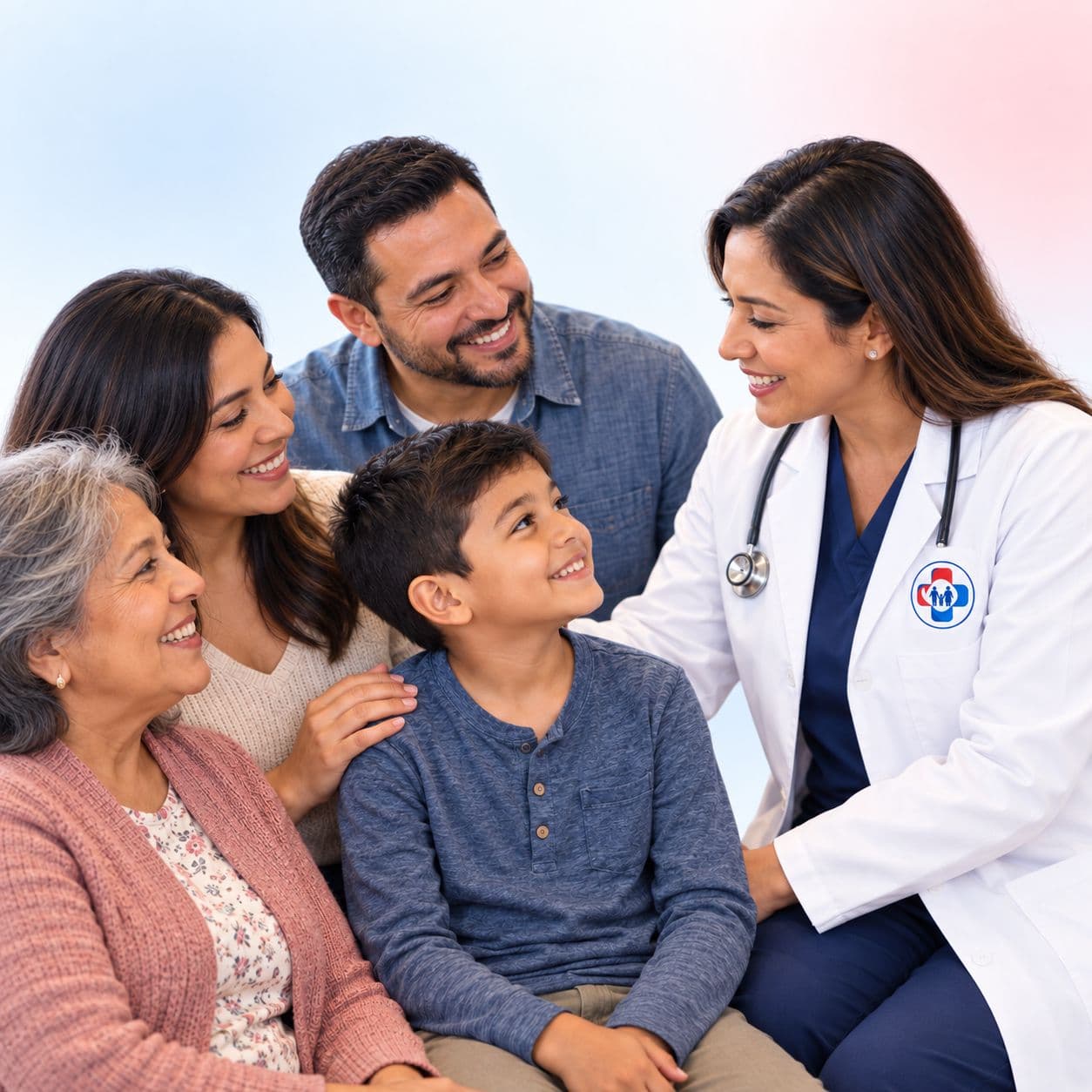 Médico y familia en Hispana 360 CARE